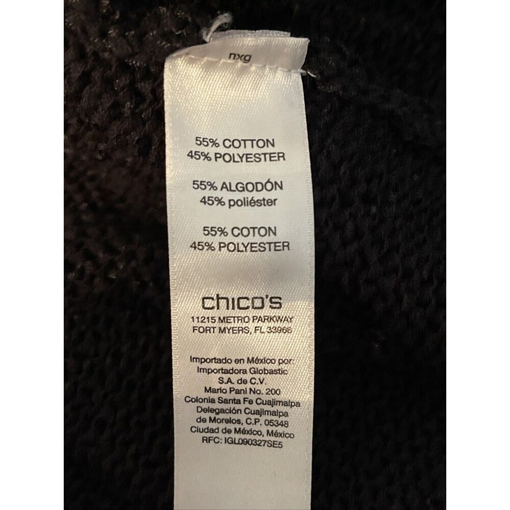 Chico’s 3 Women’s XL Black Cotton Polyester Knit Sweater - Picture 6 of 6